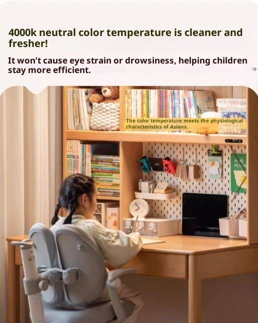 Beech Solid Wood Bookshelf Integrated Сhildren's Learning Desk
