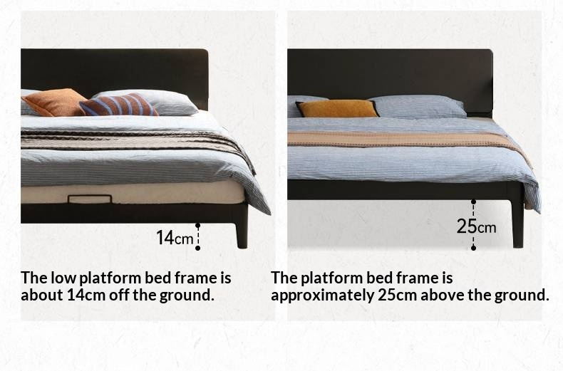 Rubberwood, Poplar Solid Wood Bed in Black — Modern Casual Edge Design