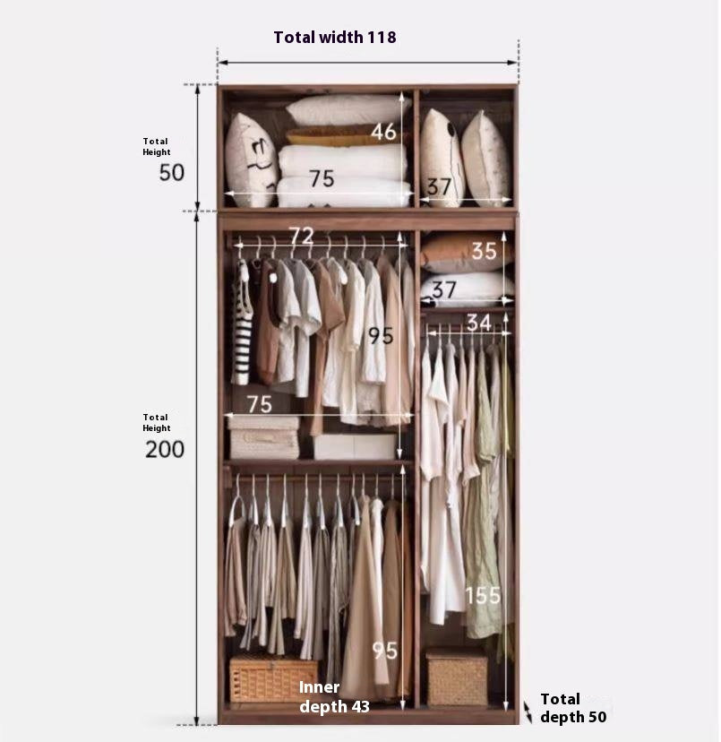 Black Walnut Solid Wood Wardrobe.