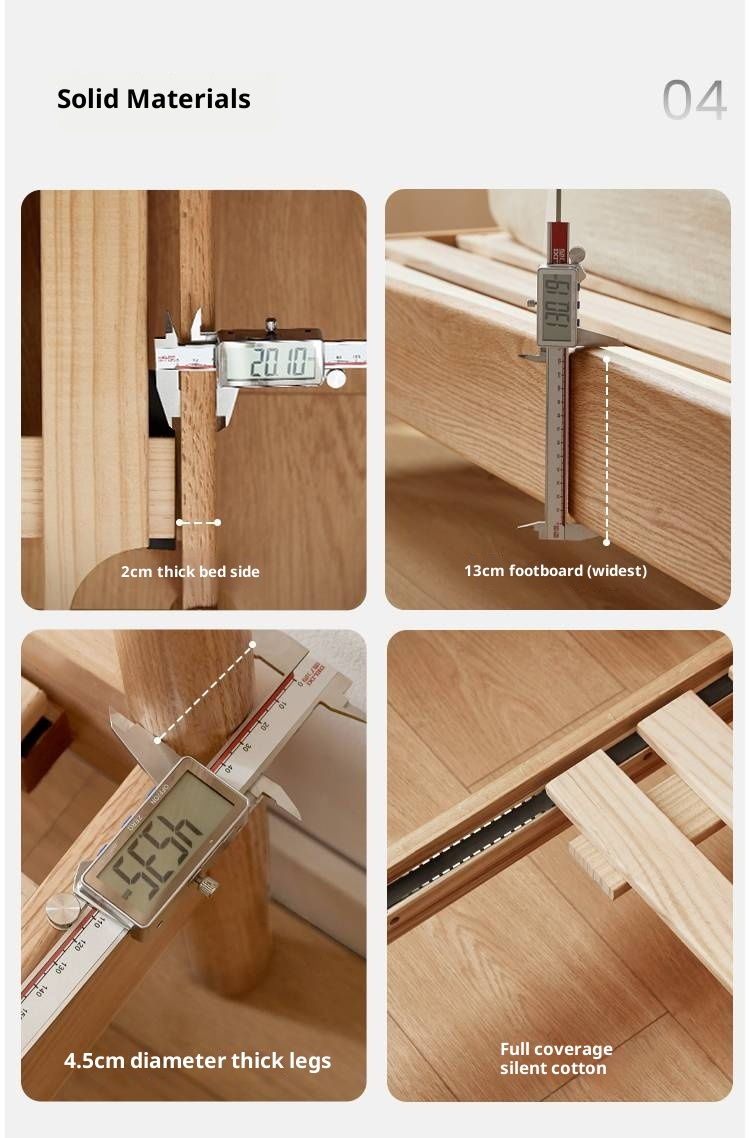 Oak Solid Wood Modern Simple Large Bed