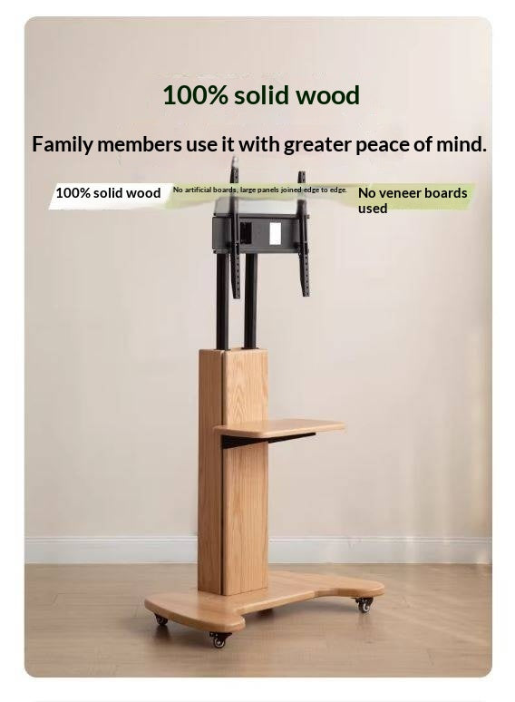 Oak Solid Wood TV Stand, Mobile Floor to Floor TV Cabinet.