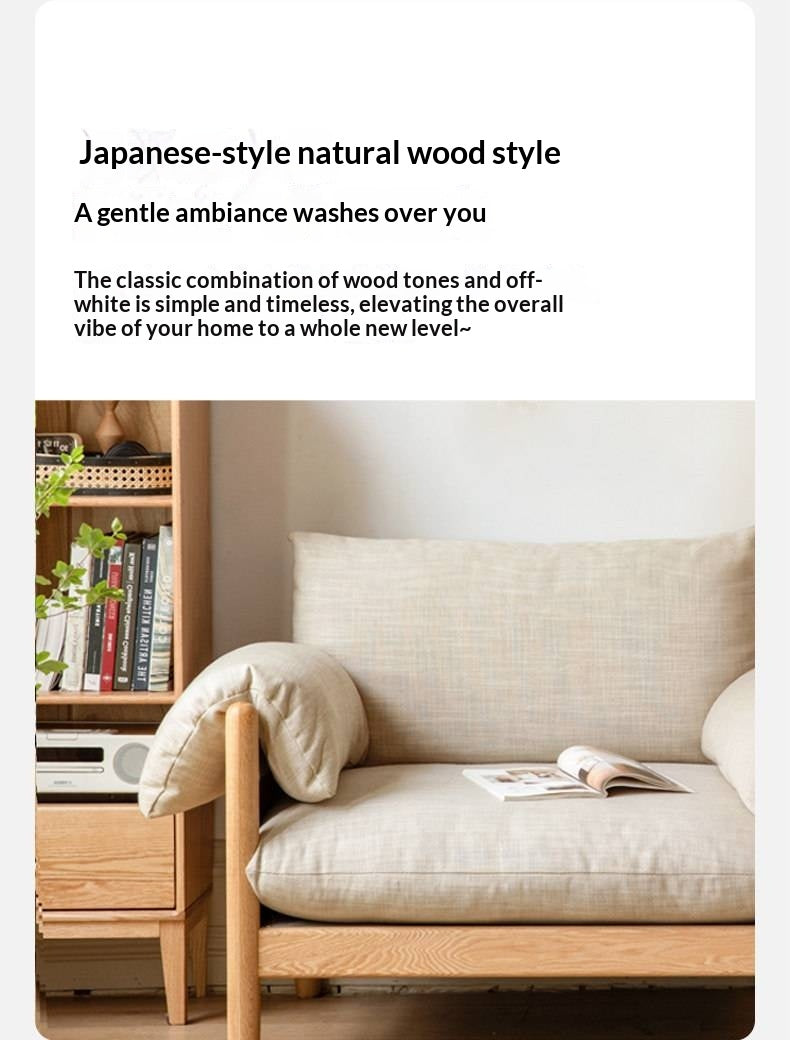 Oak Solid Wood Modern Fabric Sofa