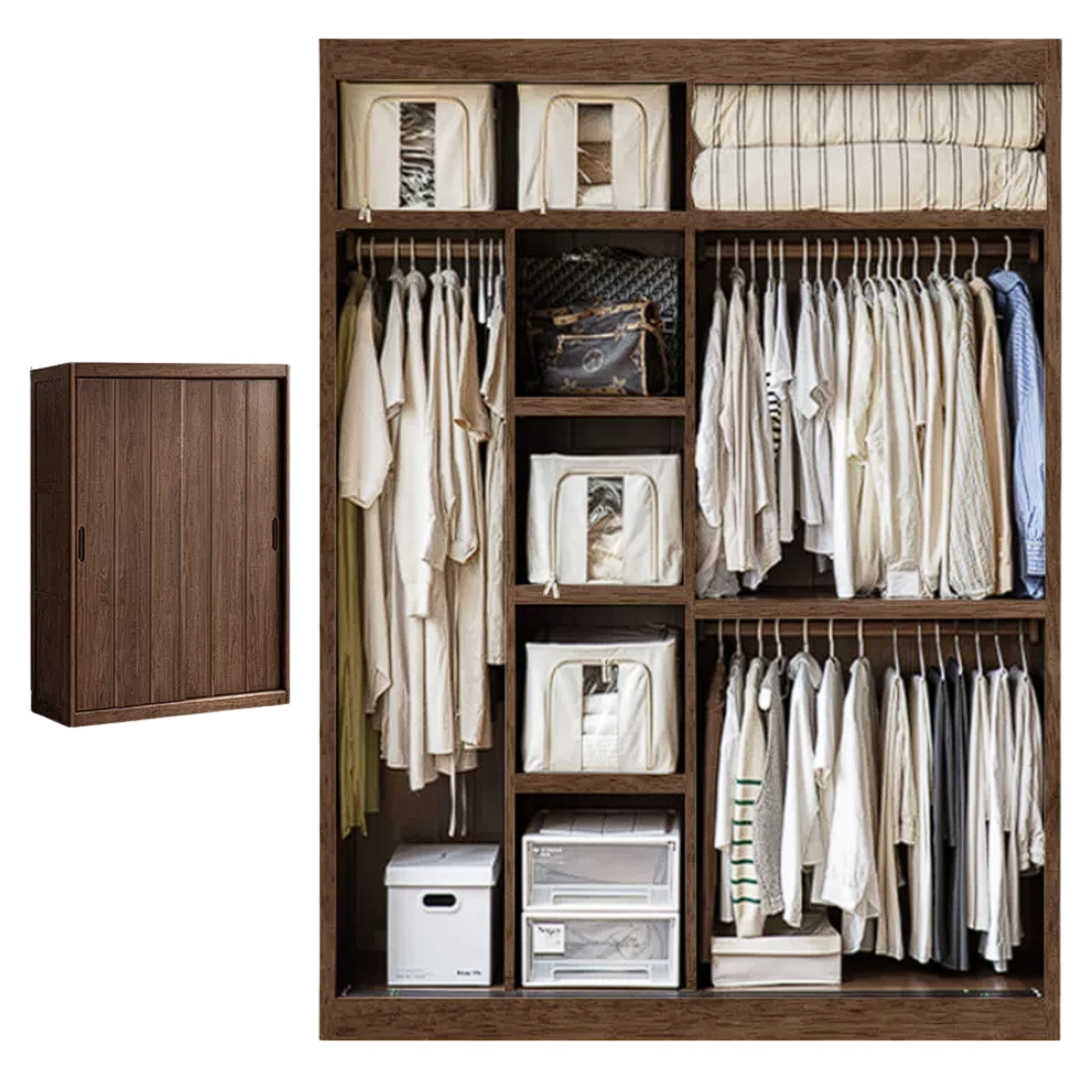 Golden Sandalwood Solid Wood Wardrobe