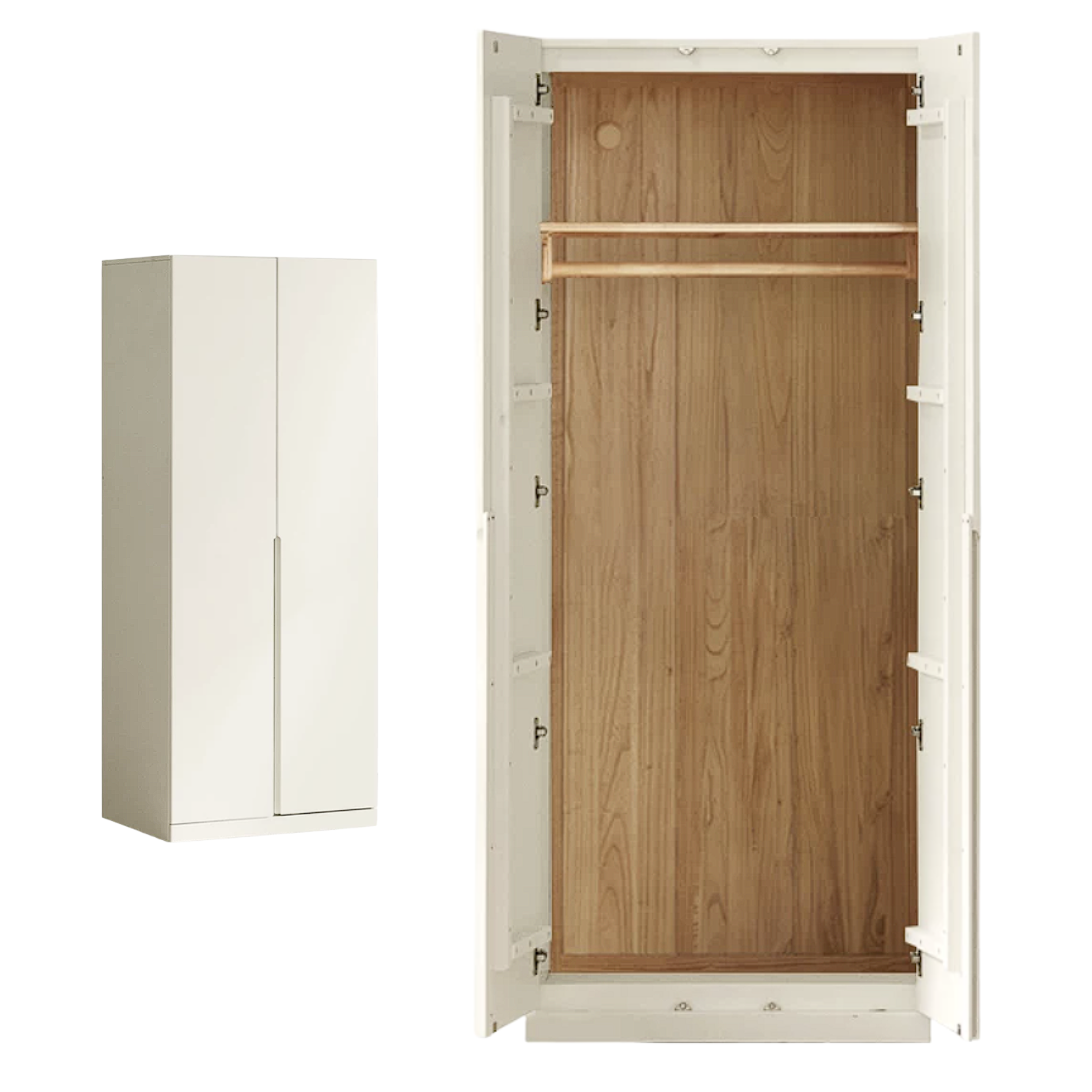 Solid Rubberwood Cream Style Nordic Wardrobe