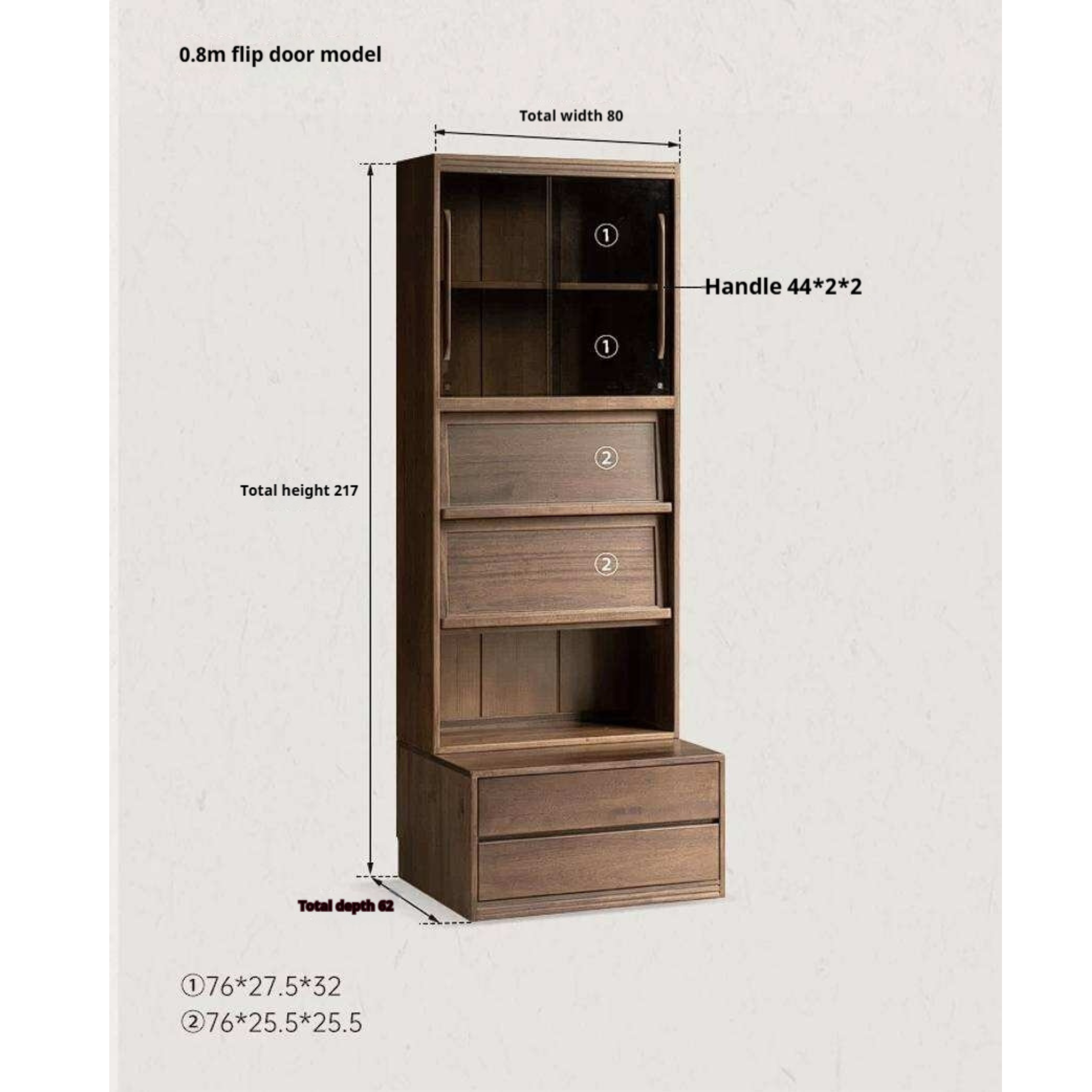 Sandalwood, Oak, Ash Solid Wood Combination Bookcase