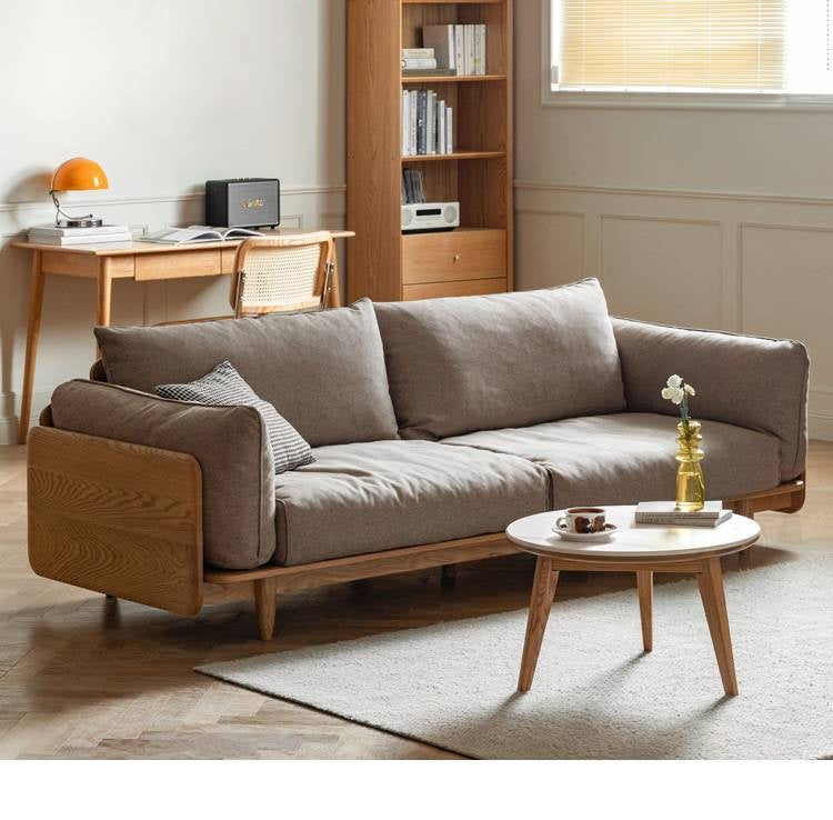 Oak, Ash Solid Wood genuine leather, fabric Sofa