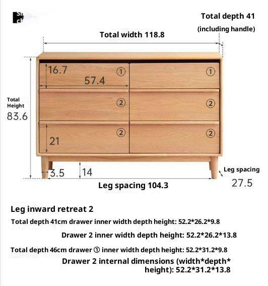 Oak, Ash Solid Wood Modern Storage Drawer Cabinet