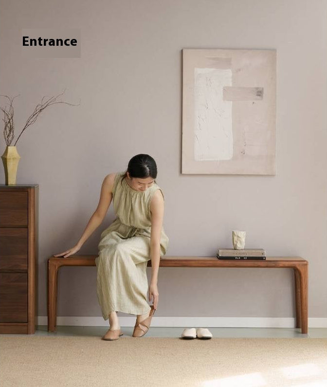 Black Walnut Solid Wood Light Luxury Style Bench