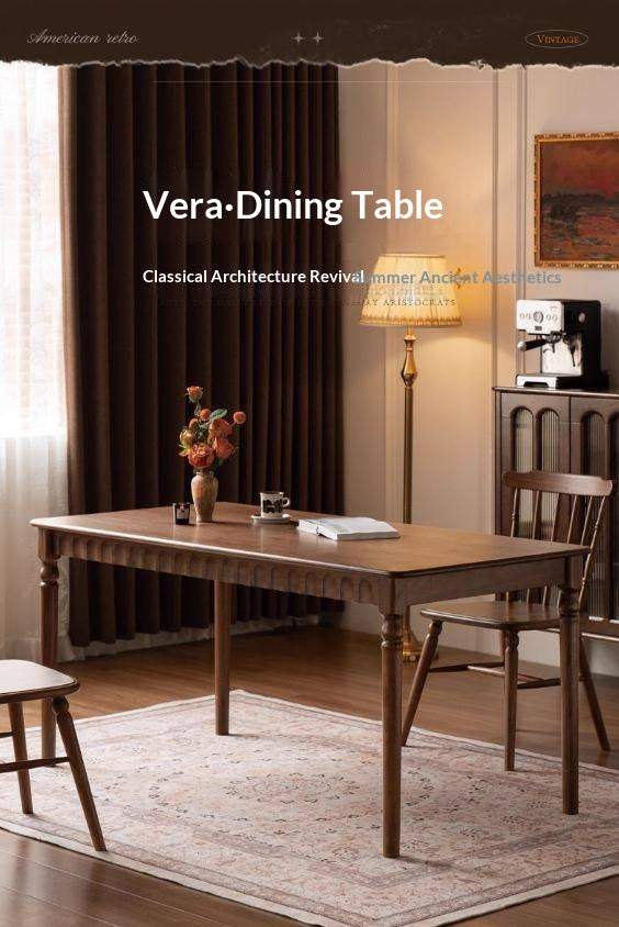 Black Walnut Solid Wood American Retro Style Dining Table