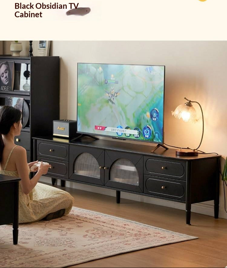 Solid Rubberwood Scandinavian TV Stand