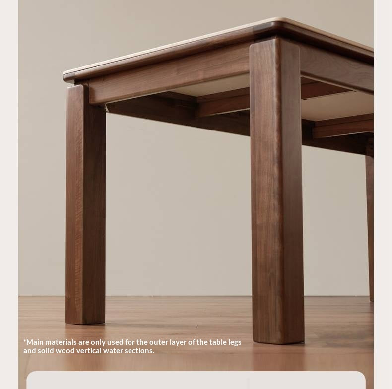 Black Walnut Solid Wood Vintage Travertine Slab Dining Table