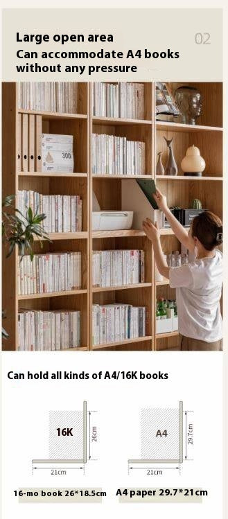 Oak Solid Wood Cream Style Study Bookcase
