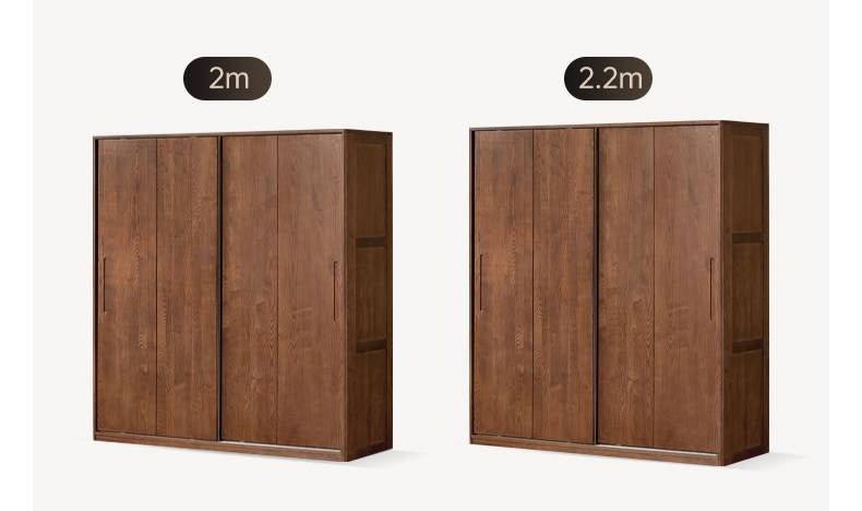 White Ash, Ash, Oak Solid Wood Wardrobe With Sliding Doors