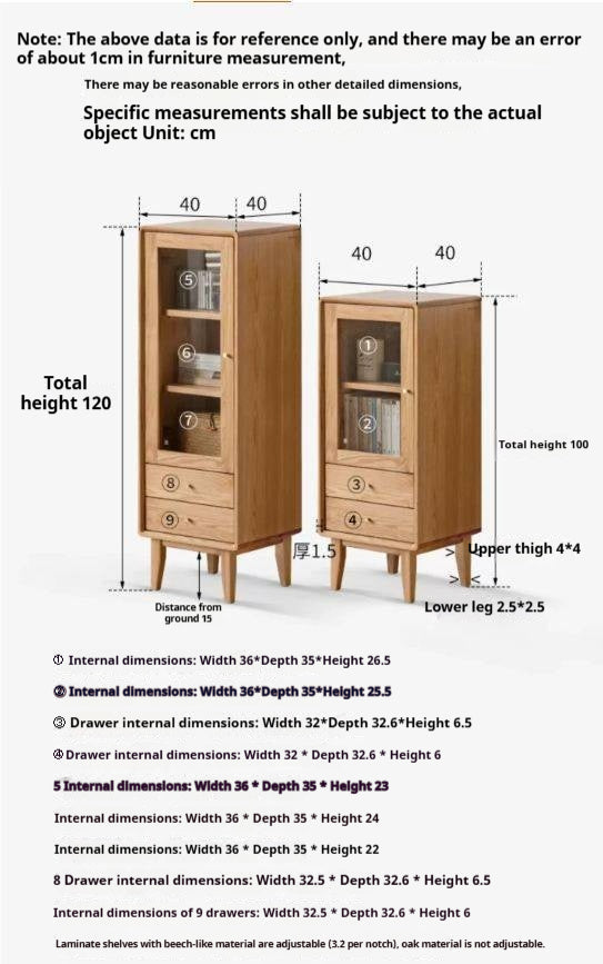 Oak, Beech Solid Wood Nordic Side Cabinet