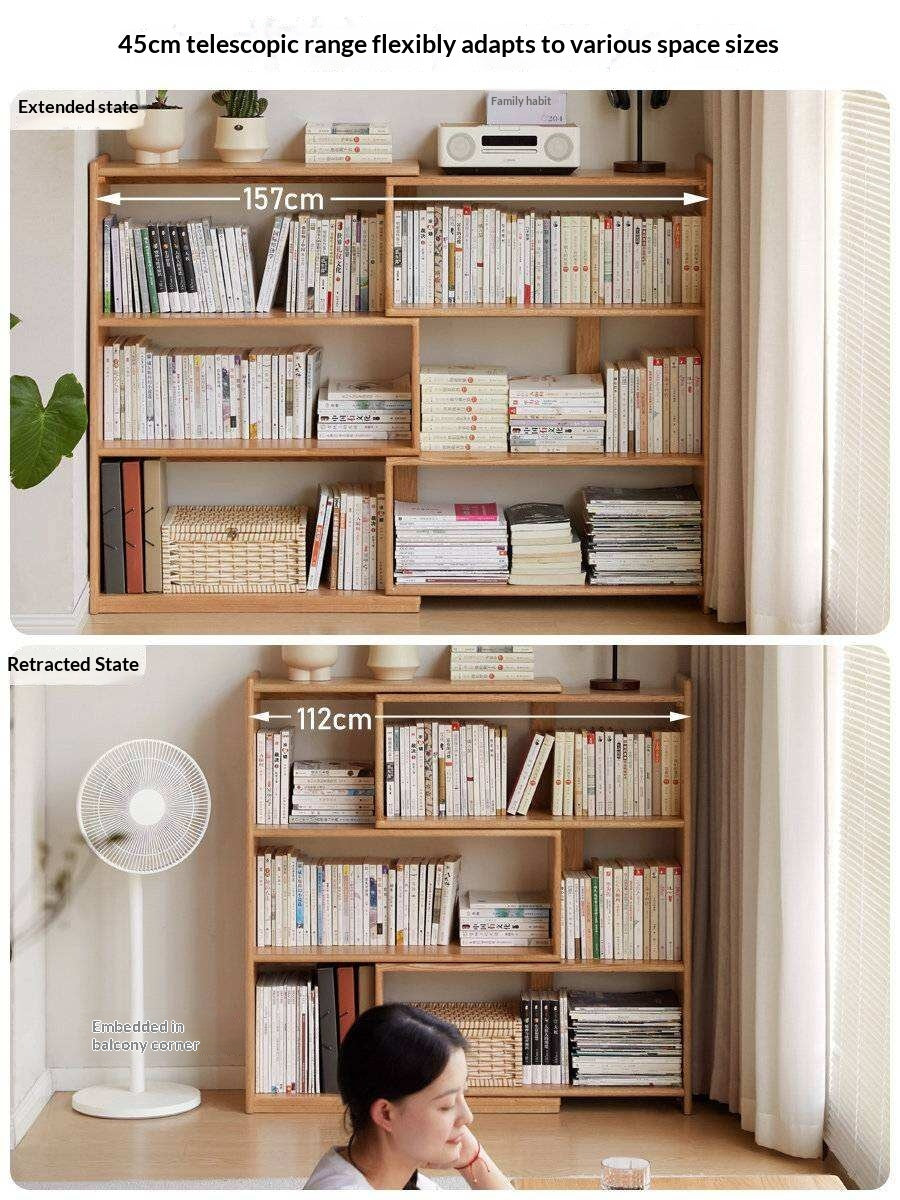 Oak Solid Wood Extendable Corner Bookshelf
