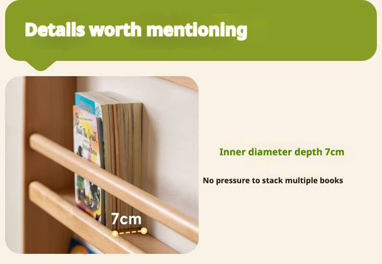 Beech Solid Wood Children's Multi-Layer Narrow Bookshelf.