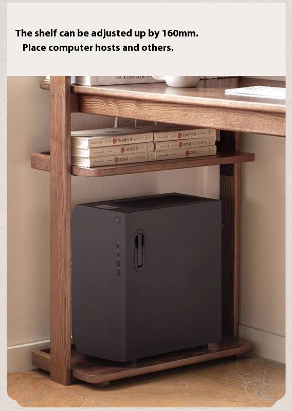 Black Walnut, Ash Solid Wood Desk Bookshelf Integrated