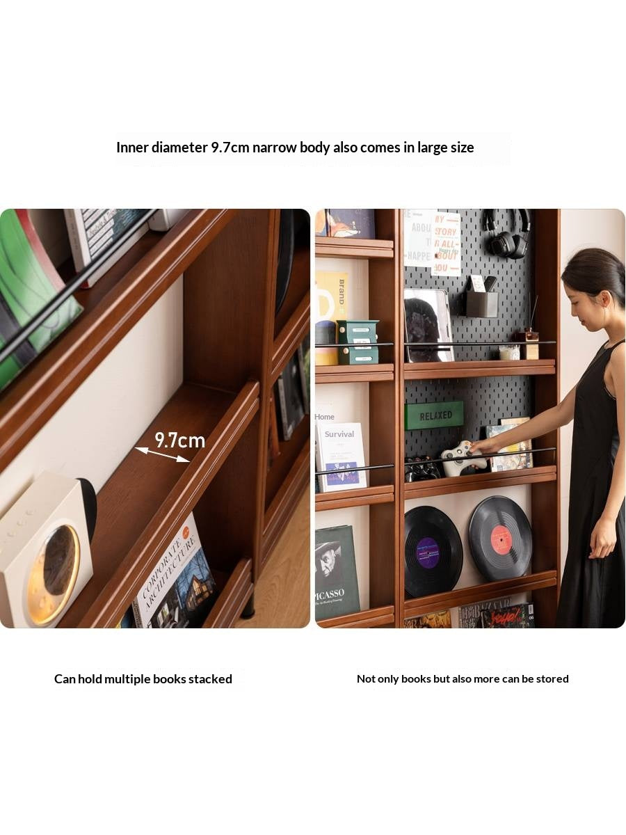 Solid Rubberwood Vintage Style Ultra-Thin Bookshelf