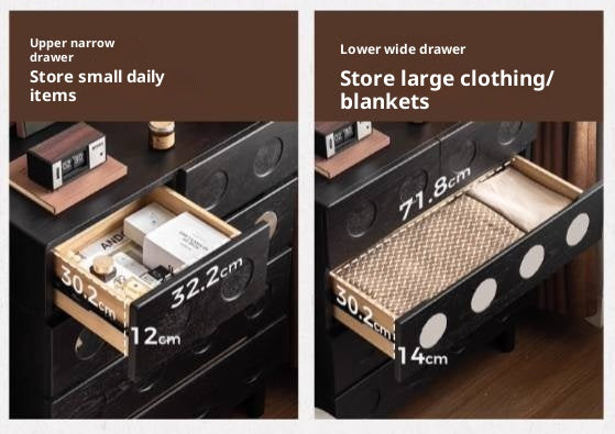 Oak Solid Wood Vintage Style Five-Drawer Chest