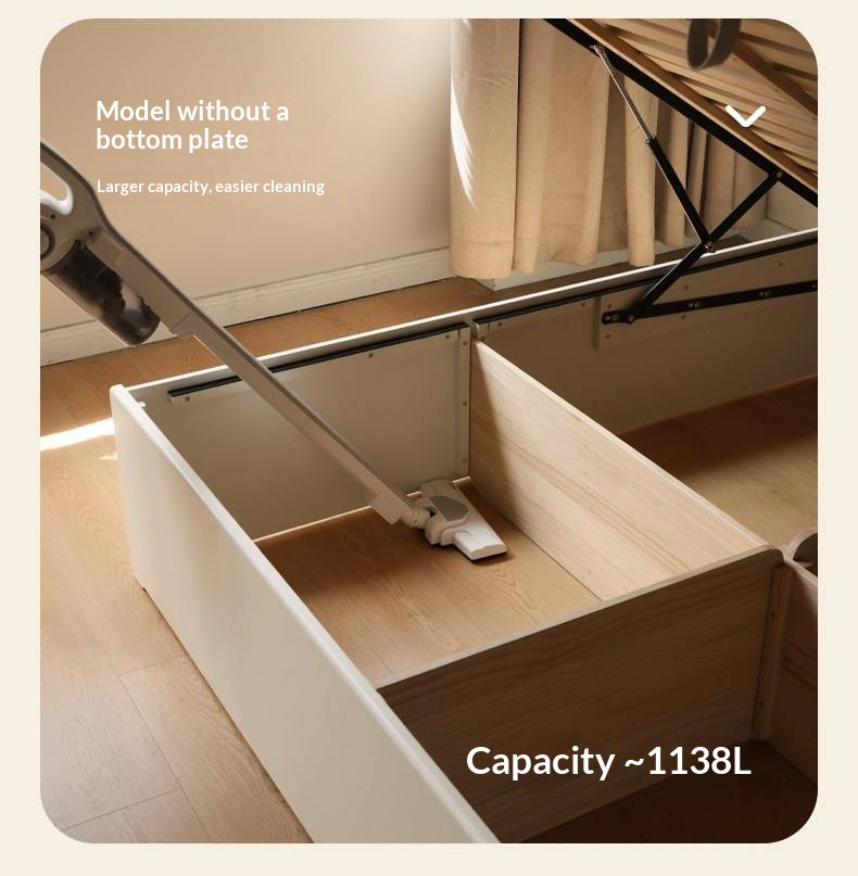 Rubberwood Solid Wood Bed — Modern Minimalist White Box Design