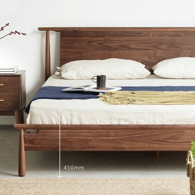 North American black walnut solid wood light luxury bed
