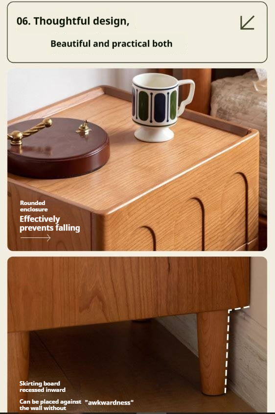 Cherry Solid Wood Retro Nightstand