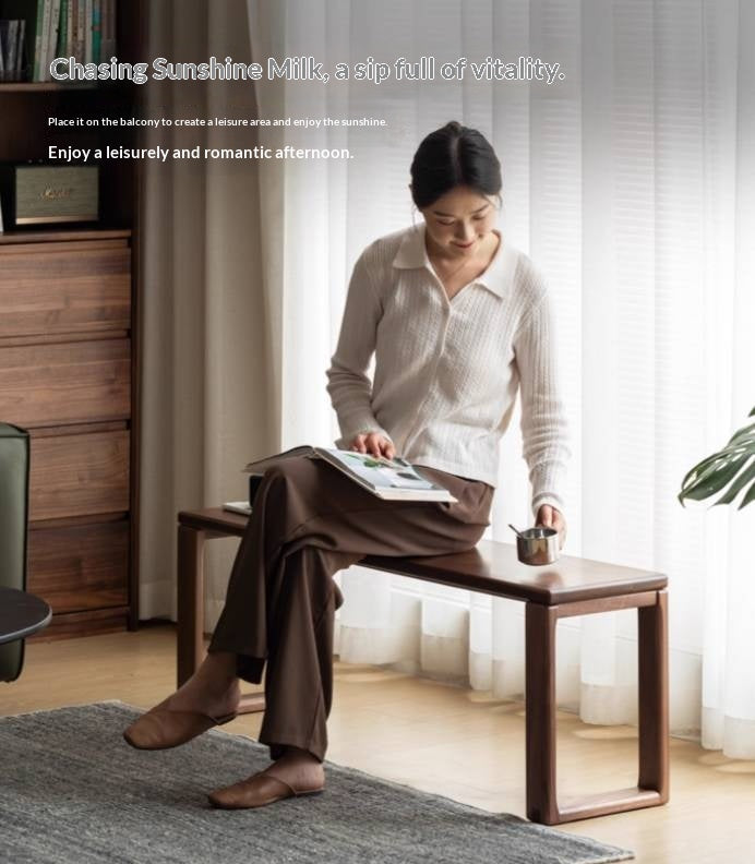 Black Walnut, Oak Solid Wood Long Bench