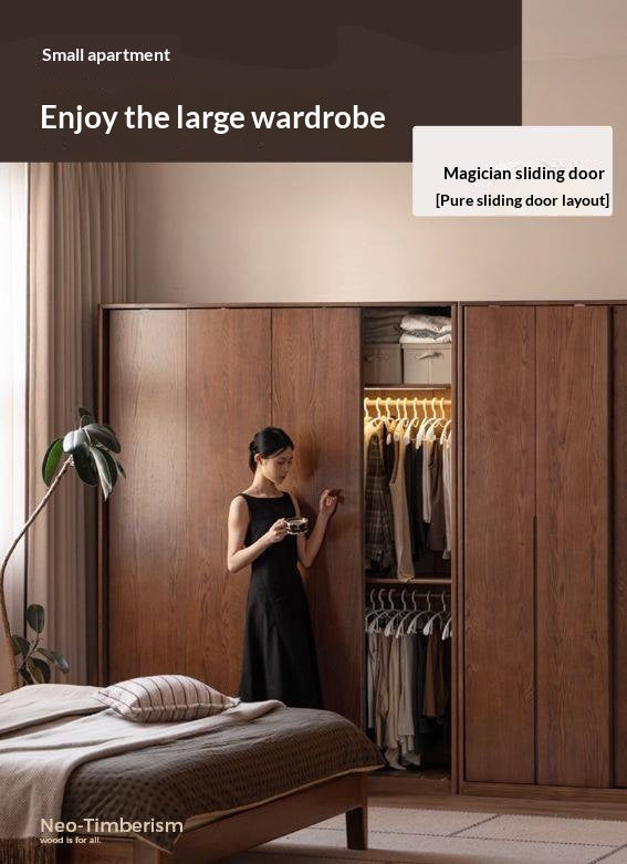 Oak Solid Wood Modern Style Wardrobe