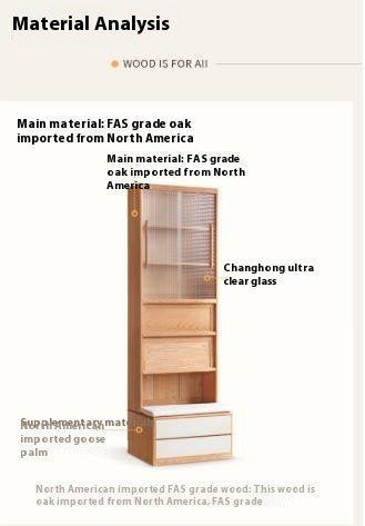 Oak Solid Wood Cream Style Study Bookcase