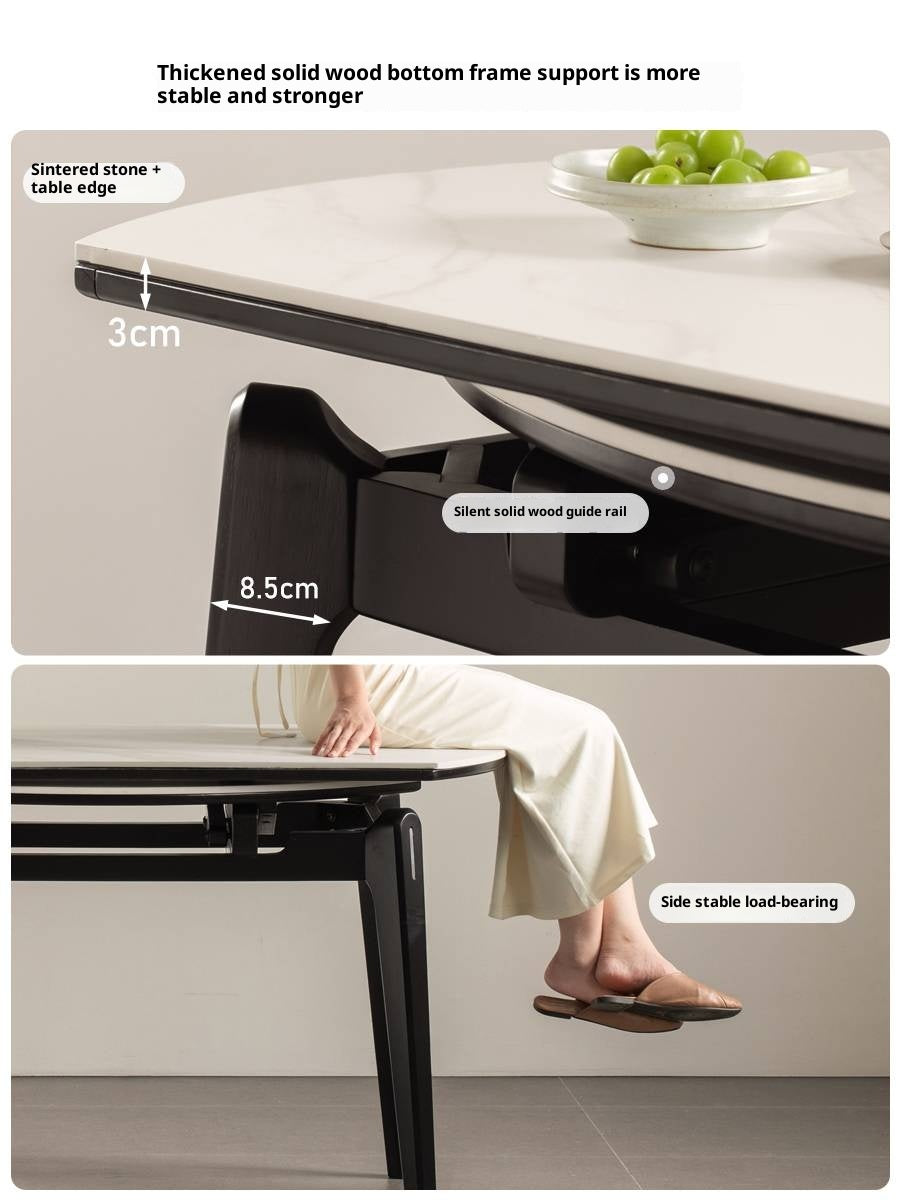Solid Rubberwood Modern Rock Plate Dining Table