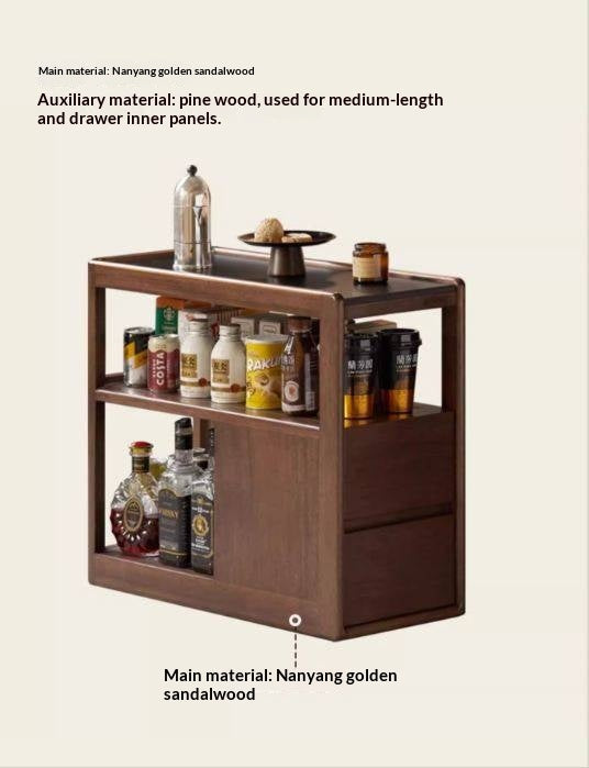 Sandalwood Solid Wood Italian Style Light Luxury Rock Board Side Table