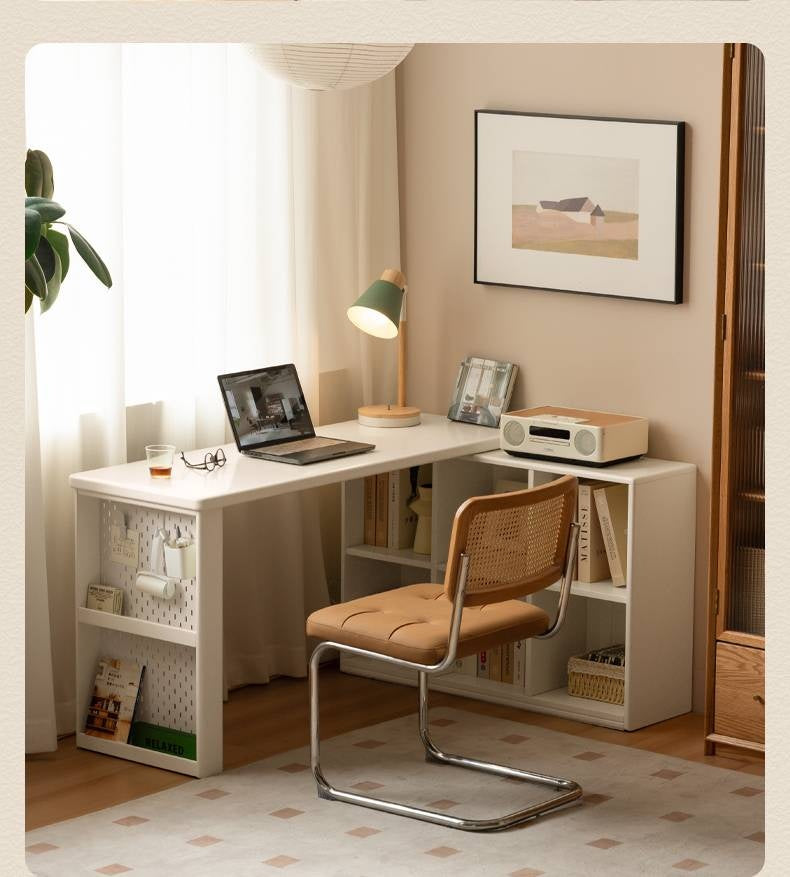 Rubberwood Solid Wood Cream Style Office Desk