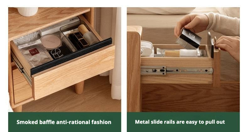Oak Solid Wood Modern Nightstand.