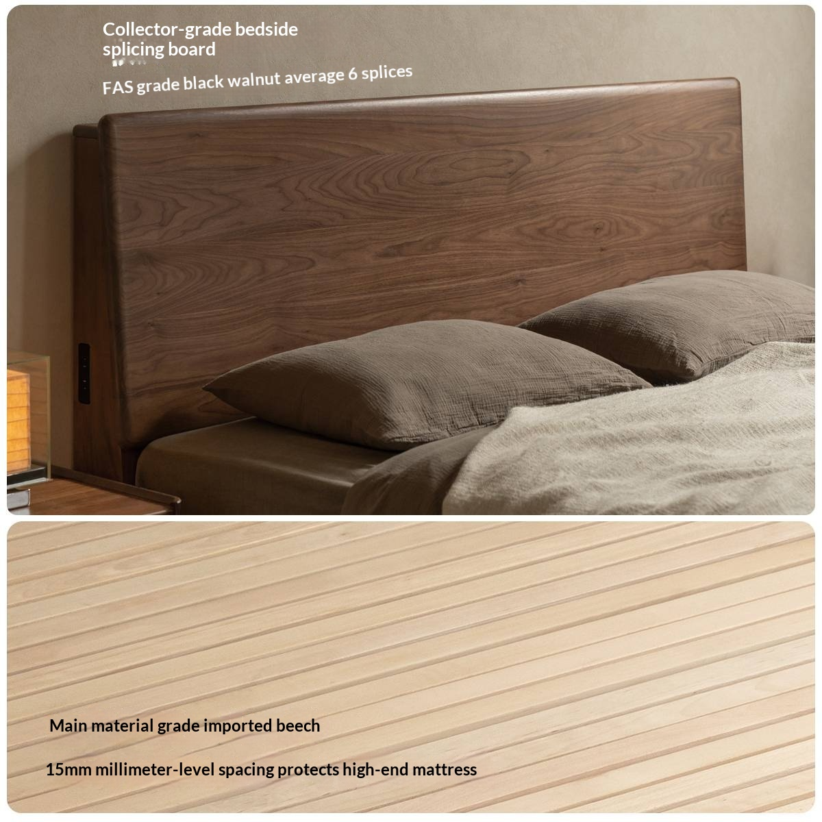 Black Walnut Solid Wood Italian Light Luxury Electric Suspended Box Bed