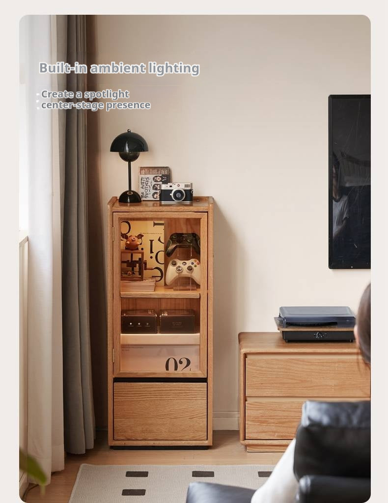 Oak Solid Wood Modern Side Cabinet.