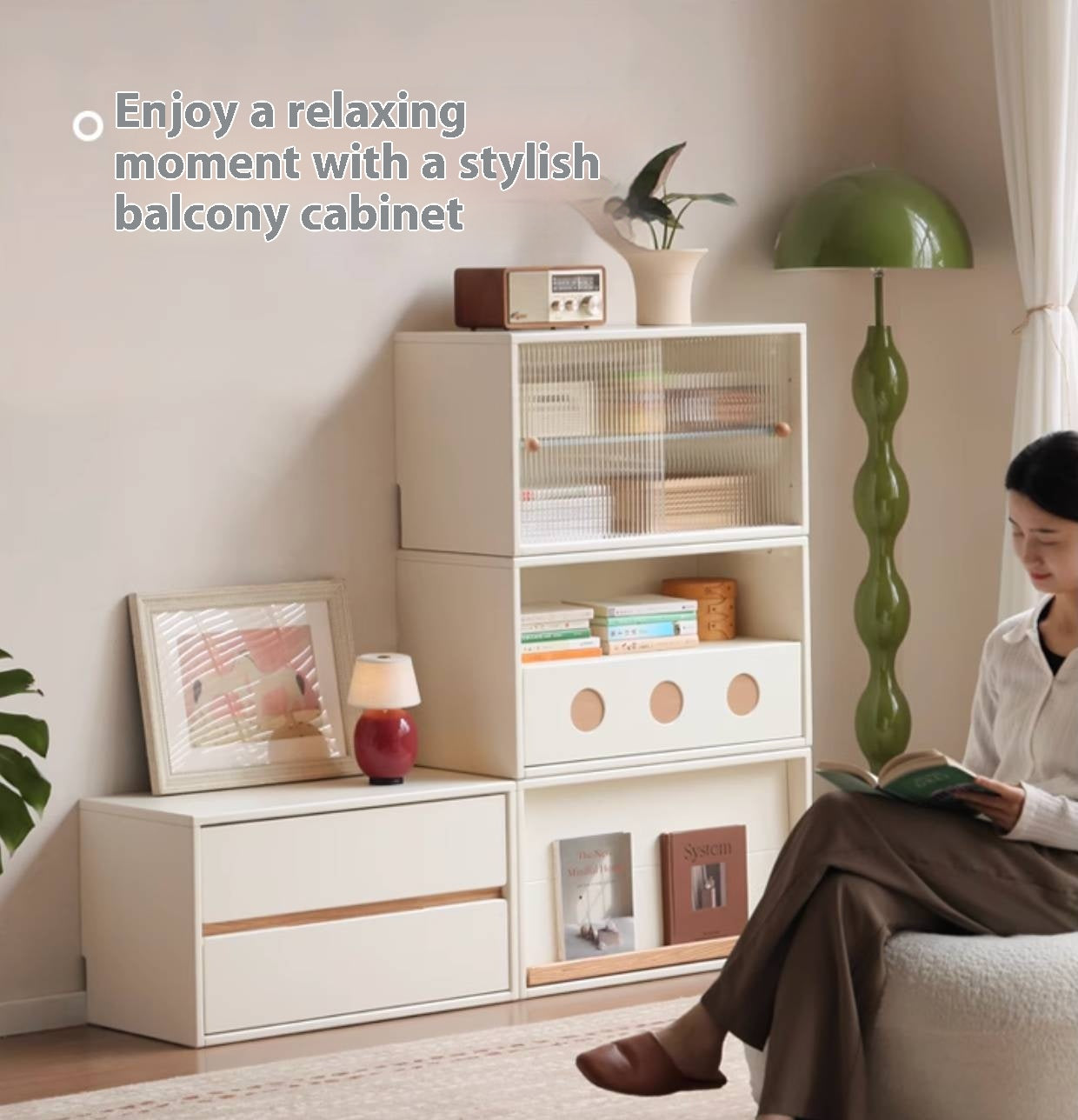 Solid RubberWood Module Combination TV Stand.