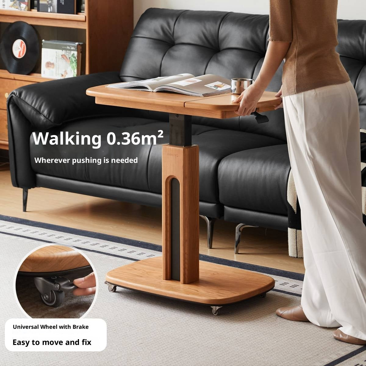 Cherry, Oak Solid Wood Elevating Desk Study Unit Mobile Desk