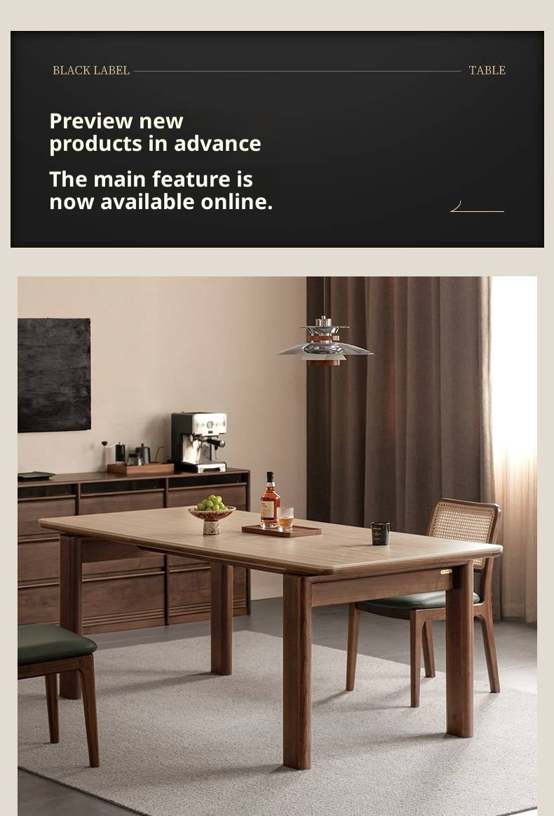 Black Walnut Solid Wood Dining Table Light Luxury Style