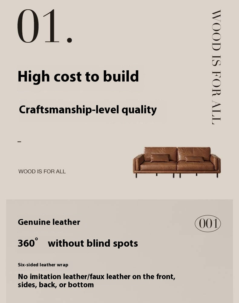 Italian Medieval Style Genuine Leather Oil-Wax Sofa