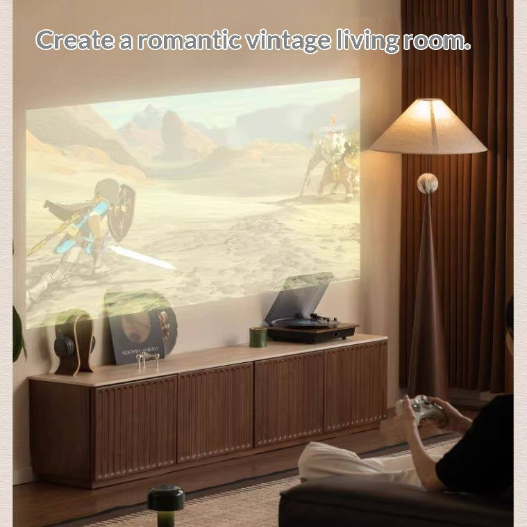 Black Walnut Solid Wood TV Cabinet with Vintage Style Floor-Standing Design