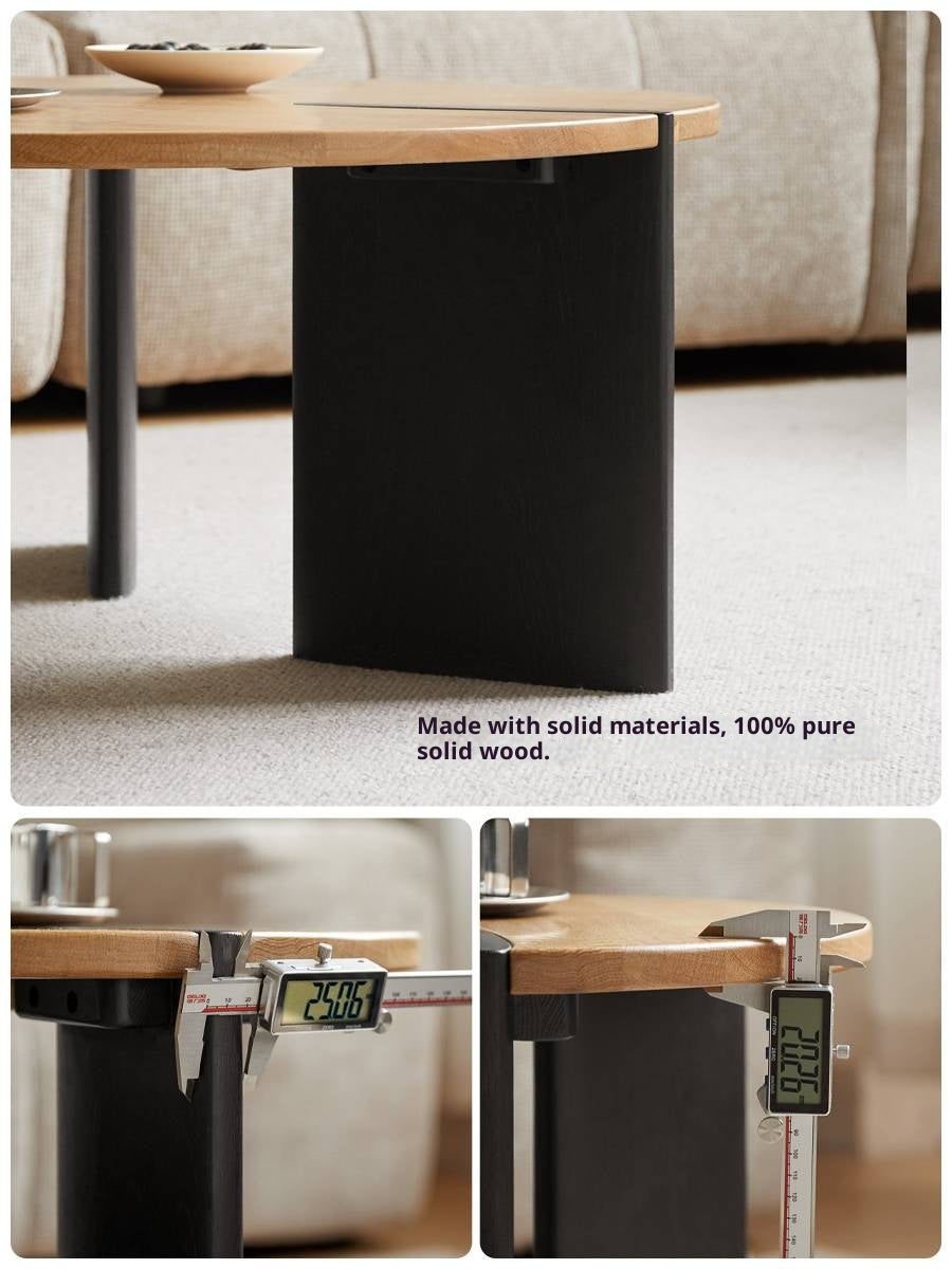 Oak Solid Wood Wabi-Sabi Style Creative Round Coffee Table