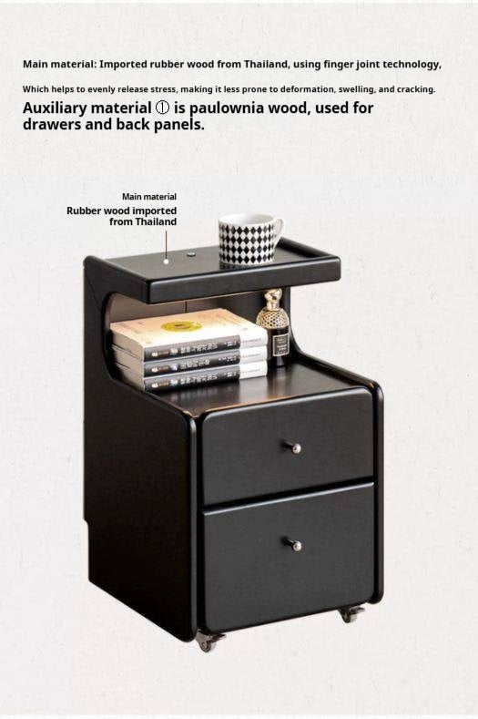 Solid RubberWood Multi Functional Nightstand