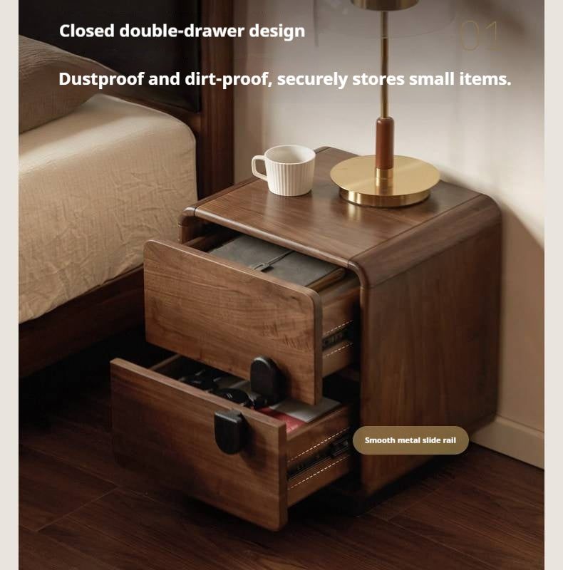 Black Walnut Solid Wood Italian Light Luxury Nightstands