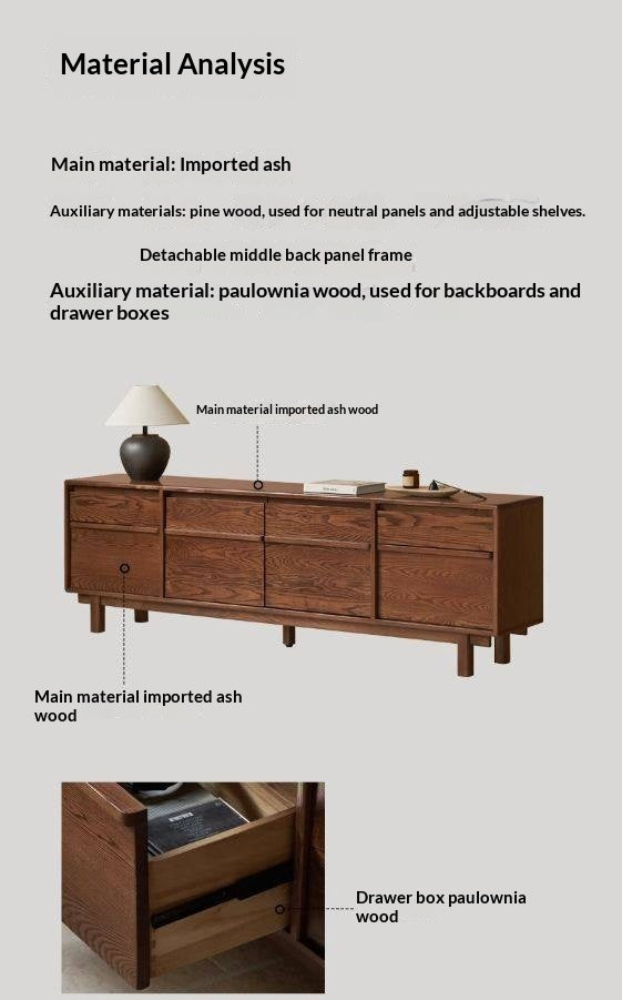 Ash Solid Wood Wabi-sabi Style TV Cabinet
