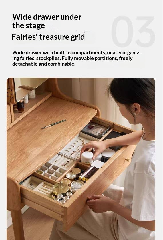 Solid RubberWood Extendable Modern Vanity Table