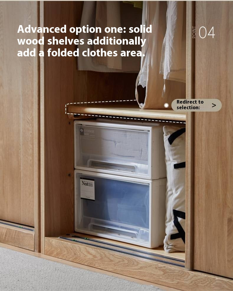Oak Solid Wood Modern Double Door Wardrobe