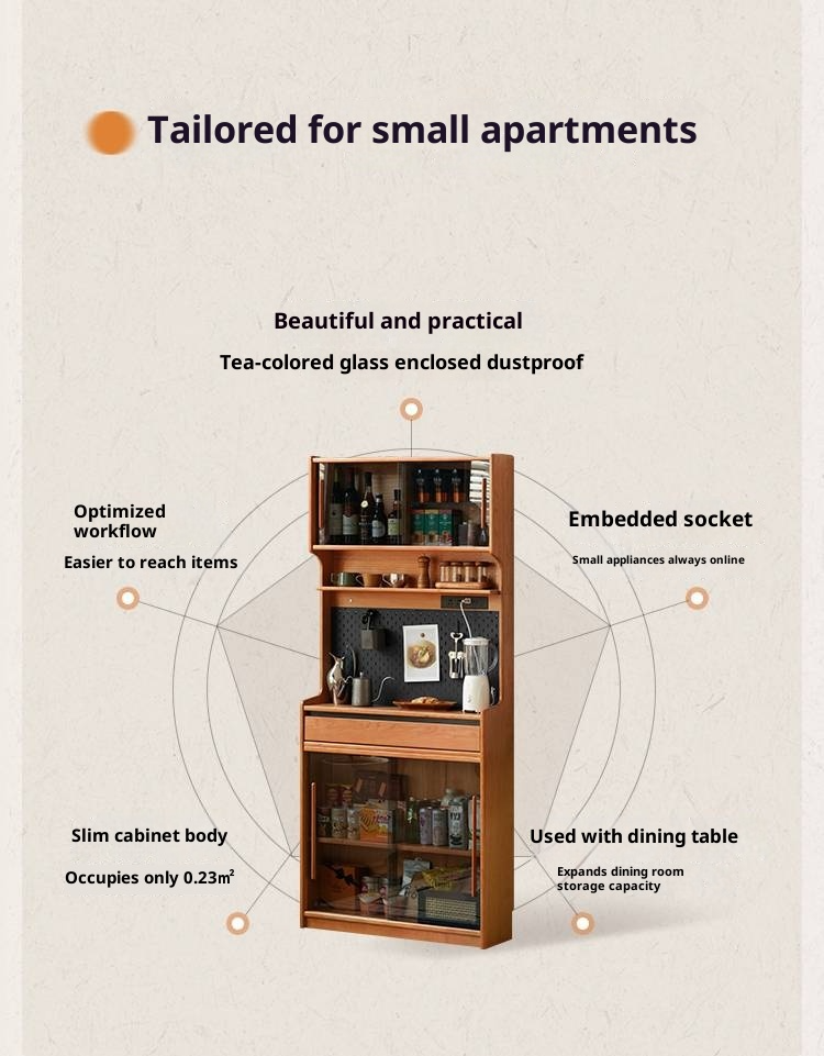 Cherry Solid Wood Ultra-thin Sideboard.