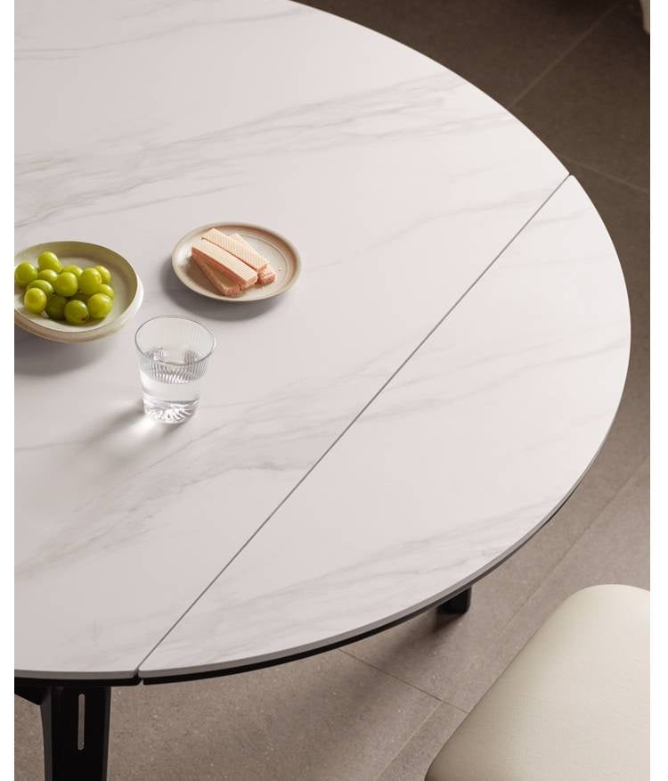 Solid Rubberwood Modern Rock Plate Dining Table