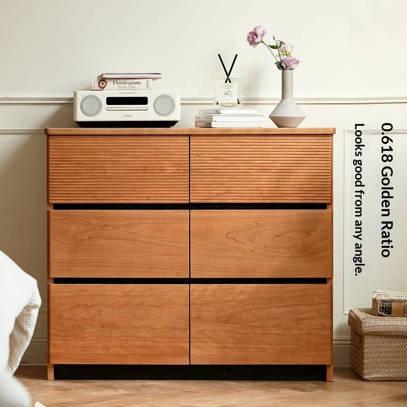 Cherry Solid Wood Six-Drawer Chest, Storage Chest