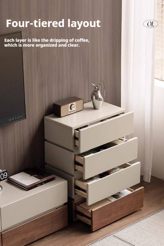 Black Walnut Solid Wood Italian Light Luxury Side Cabinet.